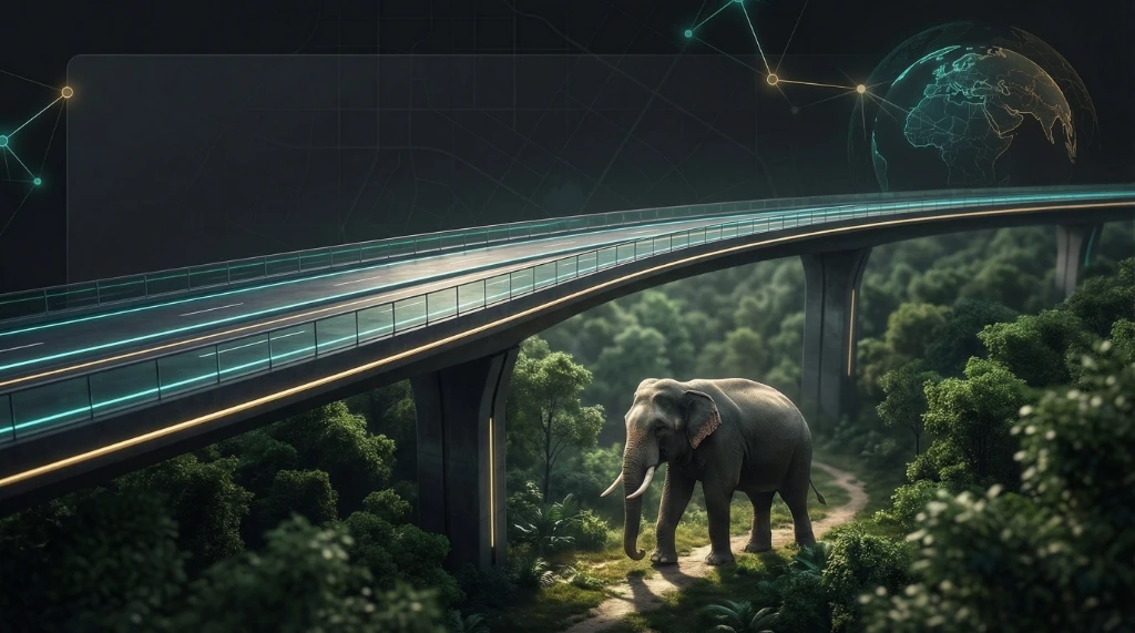 Elevated road section over forest